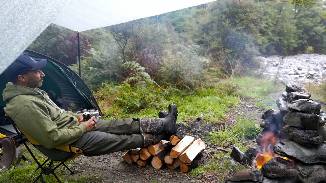 Tent Camping in Heavy Rain with Dog - ASMR
