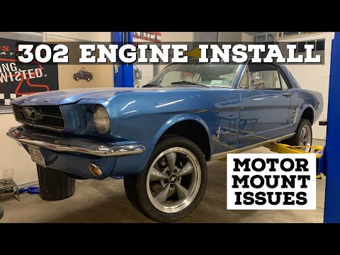 302 ENGINE INSTALL (for real this time) 1966 Mustang Motor Mount problems fixed.
