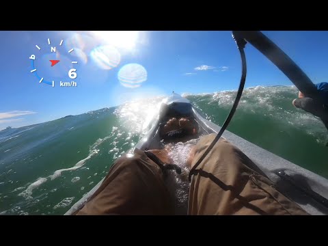 Boat wake bigger than expected!! V7 Epic surfski