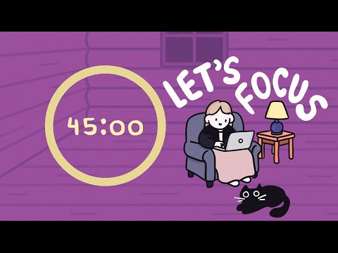 Pomodoro Timer 4x45 (3hr) | ADHD | Let's get focused! | Lofi + fireplace ♡