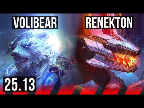 VOLIBEAR vs RENEKTON (TOP) | 6 solo kills | KR Master | 25.13