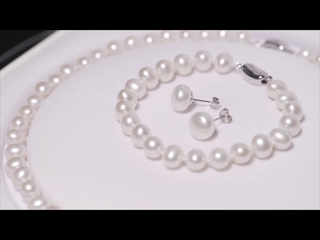 Vídeo relacionado con Conjuntos Collar y Pendientes Hoja De Plata De Ley S925 Perlas Cultivadas De Agua Dulce Mujer Infantil Regalo madre (Conjuntos)