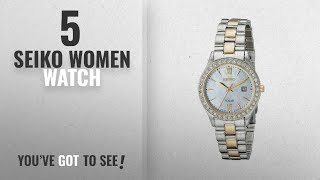 Top 10 Seiko Women Watch [2018]: Seiko Women's SUT074 Dress Two-Tone Stainless Steel Swarovski