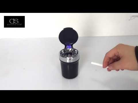 CAR SMOKELESS ASH TRAY BLUE LED COOL LIGHT INDICATOR TRAVEL AUTO CIGARETTE ODOR REMOVER SMOKE 4945