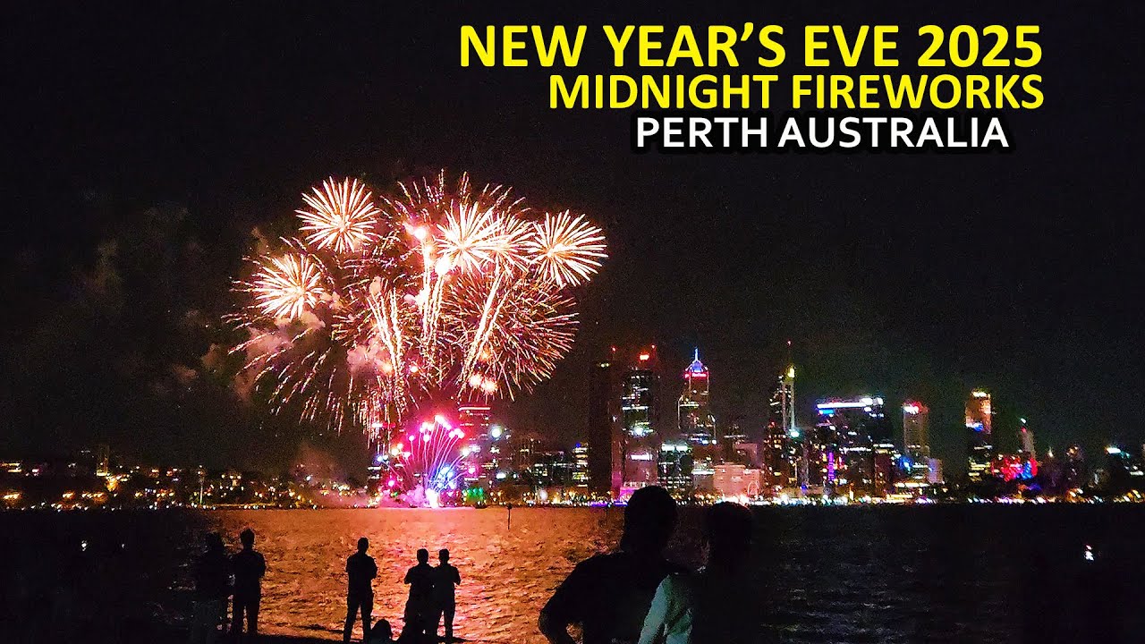 New Year's Eve 2025 Midnight Fireworks in Perth City Centre, Australia