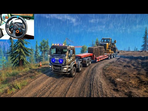 Man TGS 8X8 Heavy hauling in a forest - SnowRunner | Logitech G29 Gameplay | #544
