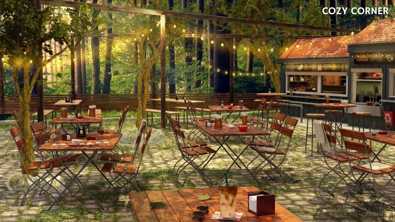 Coffee Shop at Enchanted Forest  Ambience | No Music | Chatter and Birds