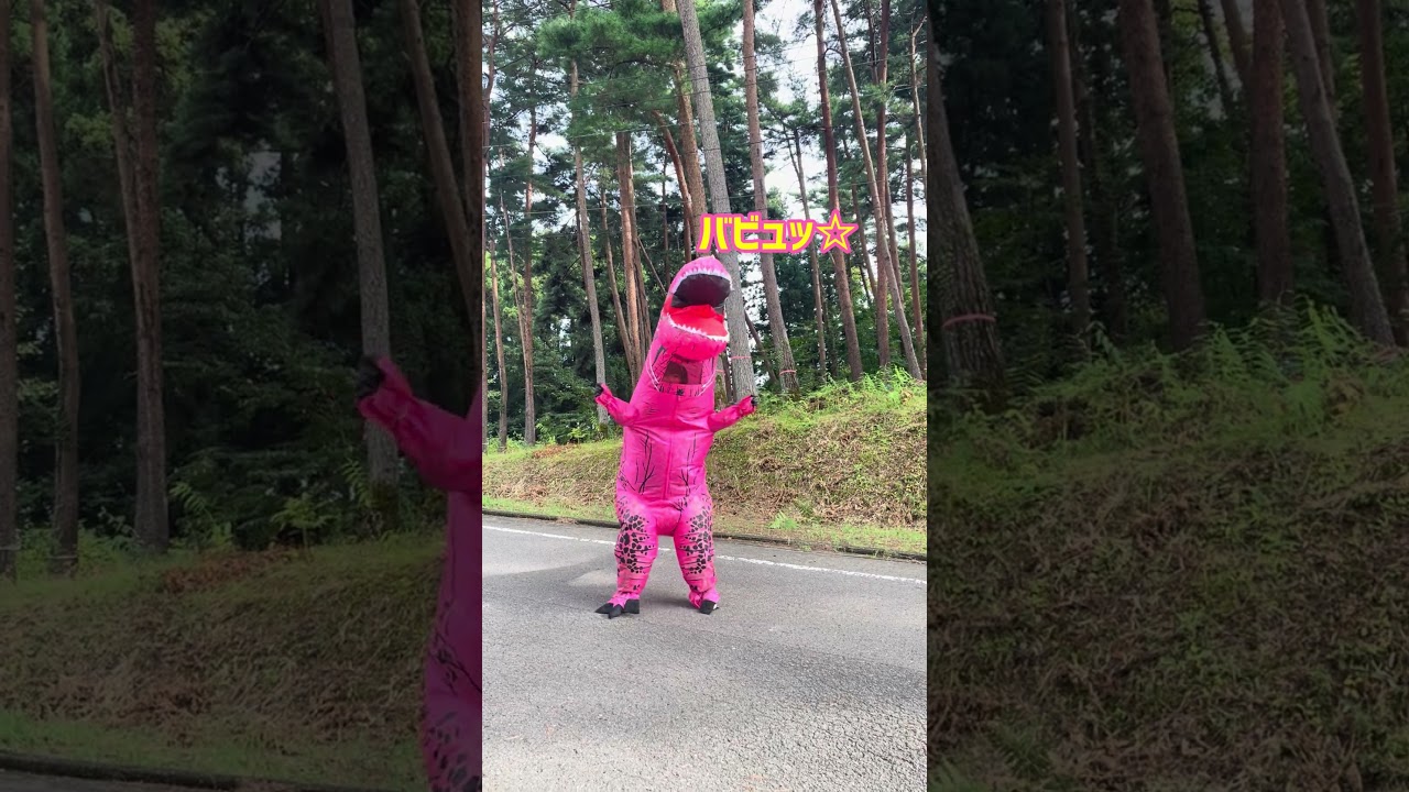 【走る謎の女】えいたそ、着ぐるみになる。【ティラノサウルスレース】