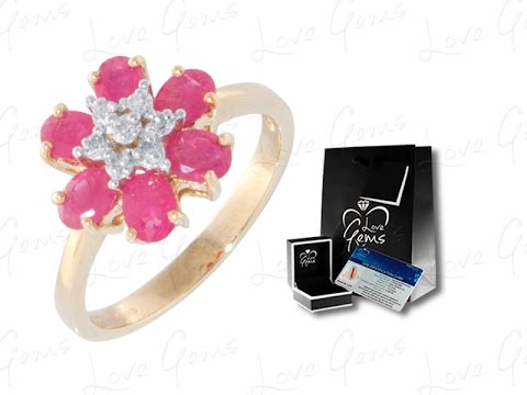 9ct Gold Ruby & Diamond Daisy Dress Ring