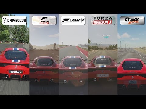 DriveClub vs Forza Horizon 2 vs 3 vs Forza 6 vs The Crew - Ferrari 458 Speciale Sound Comparison