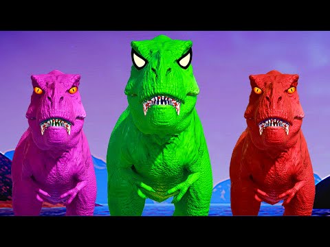 T Rex Dinosaur Vs 3 Head Big Dinosaurs Fighting Iron Spiderman Vs T Rex Color Team Jurassic World
