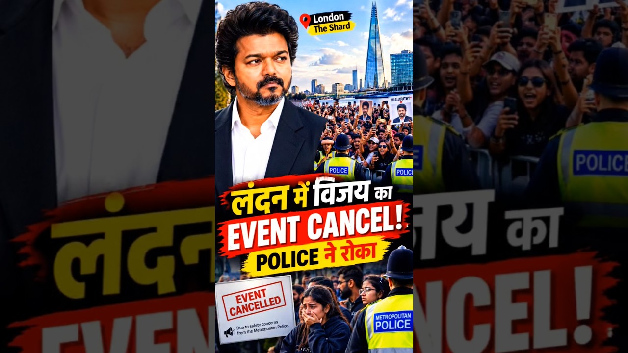 London में Vijay से मिलने उमड़ी भीड़! Police ने Event कराया Cancel 😲 | CM Vijay#shorts #tvk