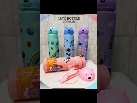 Kids Cartoon Printed Plastic Kids Water Bottle, Flip Top Sipper, With Strap