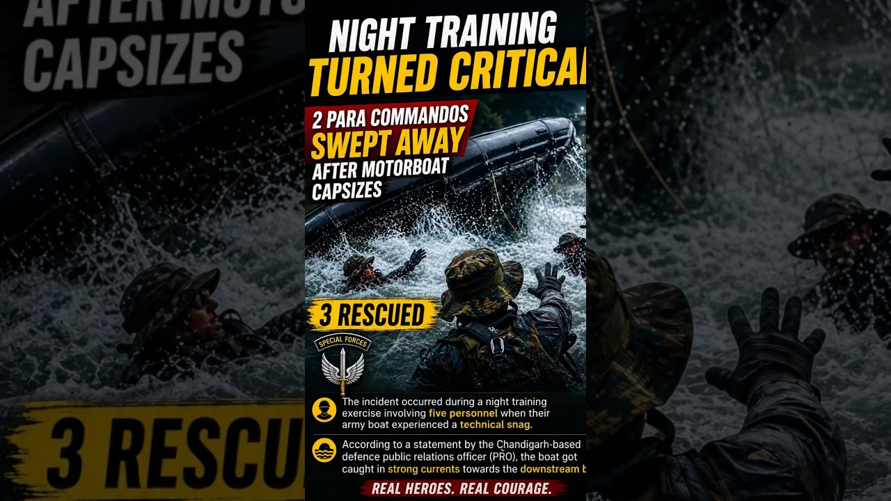 2 Para Commandos Swept Away After Their Motorboat Capsizes During Night Training😢🫡|| #indianarmy