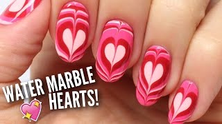 Water Marble Heart Nails | Nail Hack!