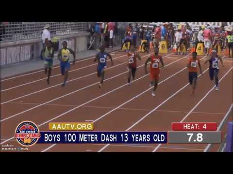 2016 AAU Jr. Olympics Boys 13 100M Prelims - Heat 3