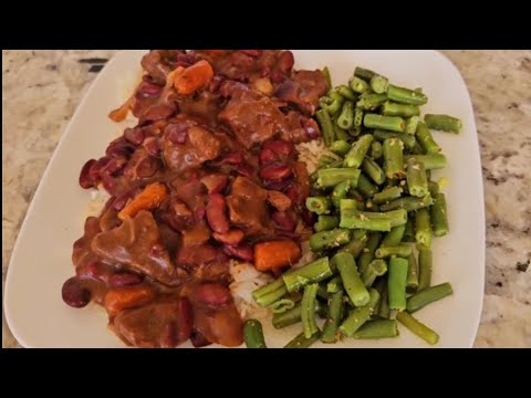 Stew Beef with Beans Over White Rice in my Instant Pot