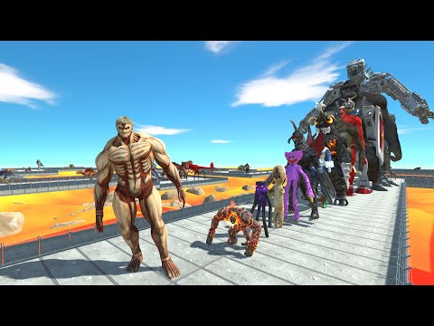Armored Titan vs Mechagodzilla LAVA DEATH RUN - Animal REvolt Battle Simulator