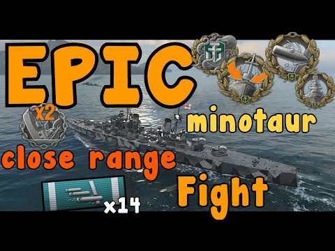 EPIC Minotaur Close range Fight 354K DMG || World of Warships