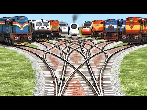 11 Super Fast Diesel Locomotive Trains with Wagons Run on Bumpy Track | Train Simulator Gameplay 🚆