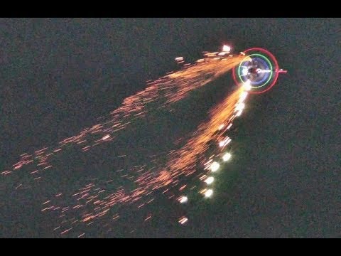 AWESOME PYROTECHNICS / FIREWORKS NIGHT DISPLAY ON AN RC HELICOPTER - CHRISTOPH AT WESTON PARK - 2018