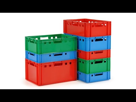 Stacking box plastic stackable e1 meat crate with open handles
