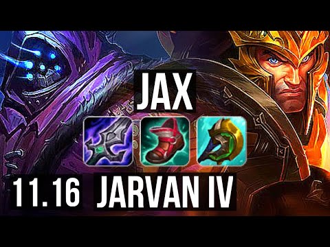 JAX vs JARVAN IV (TOP) | 8 solo kills, 2.3M mastery, 1700+ games, 14/2/1 | KR Grandmaster | v11.16