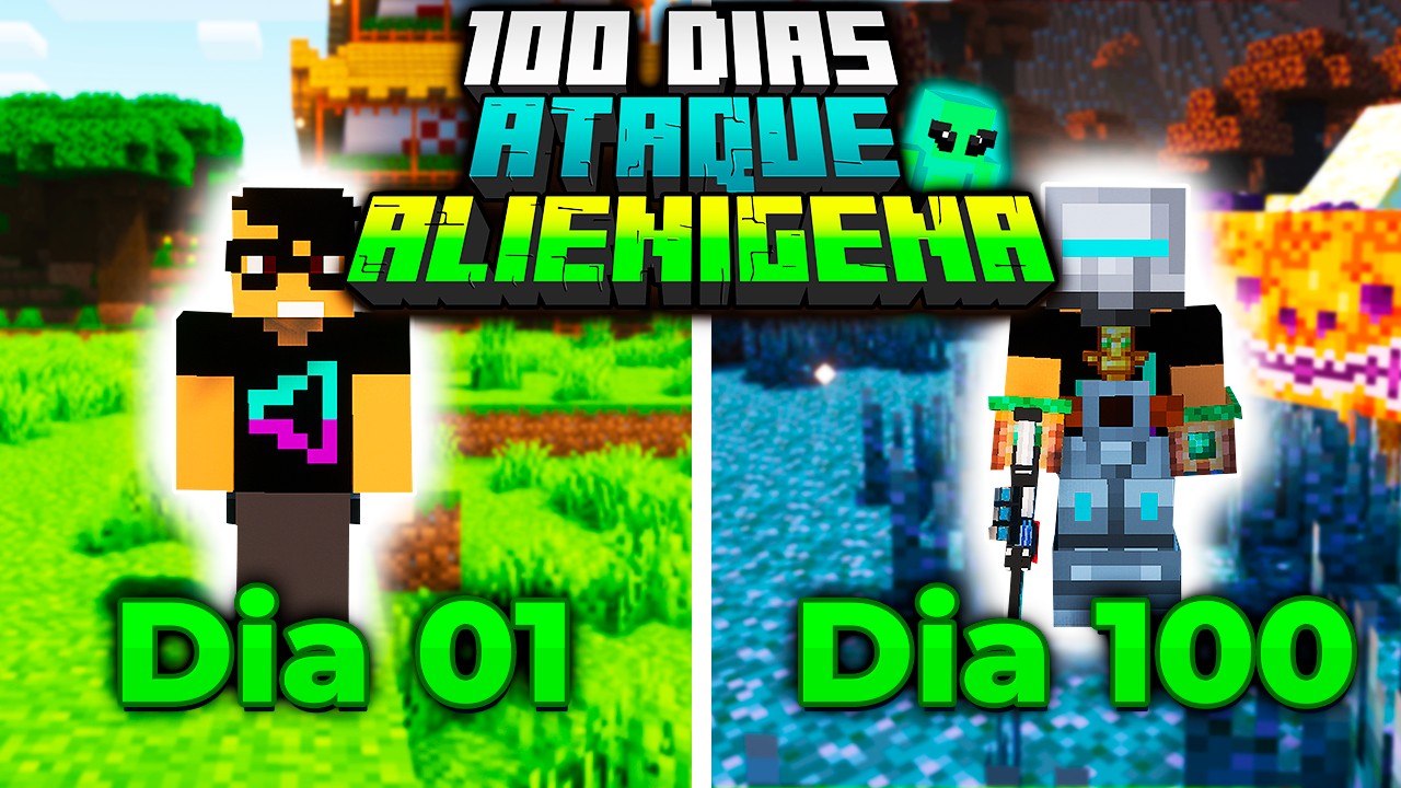 SOBREVIVI 100 DIAS EM UM ATAQUE ALIENIGENA NO MINECRAFT - O FILME