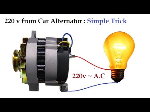 220v to 300v AC from 12v Car Alternator at Low RPM Amazing Idea ! Video