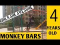 Girl Hanging From Bars Ll Monkey Bars
