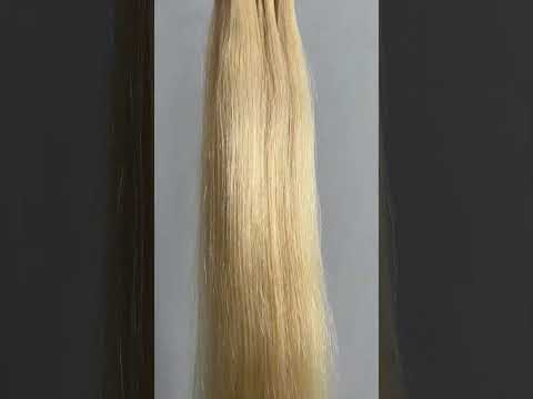 Волосся для стрічкового нарощування, 50 см, пряме, 20 пасм, світлий блонд (613) video