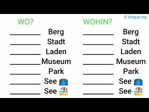 Wo oder wohin?, Dativ und Akkusativ, der Berg, die Stadt, der Laden, das Museum, der Park, der d See