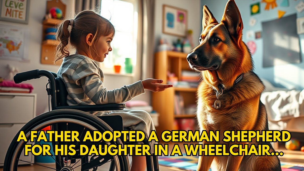 Father adopts German Shepherd for his daughter in a wheelchair; what the dog did shocked all.