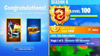 The New LEVEL 100 REWARDS in SEASON 8! SECRET REWARDS UNLOCKED in Fortnite! (Fortnite Battle Royale)