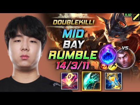 Bay Rumble MID vs Jayce - 베이 미드 럼블 템트리 룬 메자이 유성 ランブル Рамбл 机械公敌 藍寶 - LOL KR 11.10