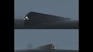 Trainz Runby - Amtrak and Union Pacific at Rainy Night (1st Attempt)