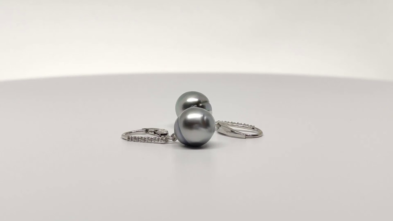 Boucles d'oreilles pendantes or blanc Hioma perle de tahiti baroques Moea Perles 9-10mm AAA