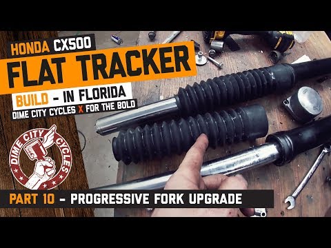 CX500 Flat Tracker Build Part 10 - Upgrading to Progressive forks & Allballs tapered bearing