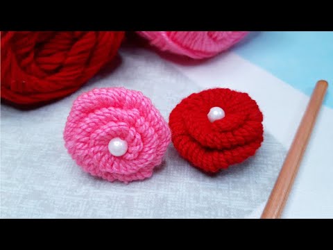 Hand Embroidery Amazing Trick With Pencil|Easy Woolen Flower Making Idea With Yarn #yarnflower