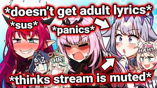 Biboo doesn't get 𝐚𝐝𝐮𝐥𝐭 lyrics, secret Biboo x IRyS ending, Kronii 6-7 (funny moments from collab)