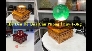 Đế Đèn Để Quả Cầu Phong Thủy Xoay Tự Động 1kg-3kg Gỗ Gõ Bản Vuông