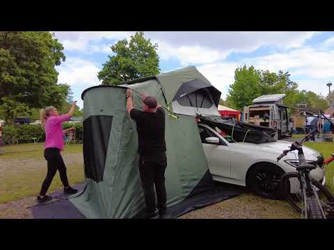 Aufbau Dachzelt Decathlon MH500 + Vorzelt in 1,5 Minuten...