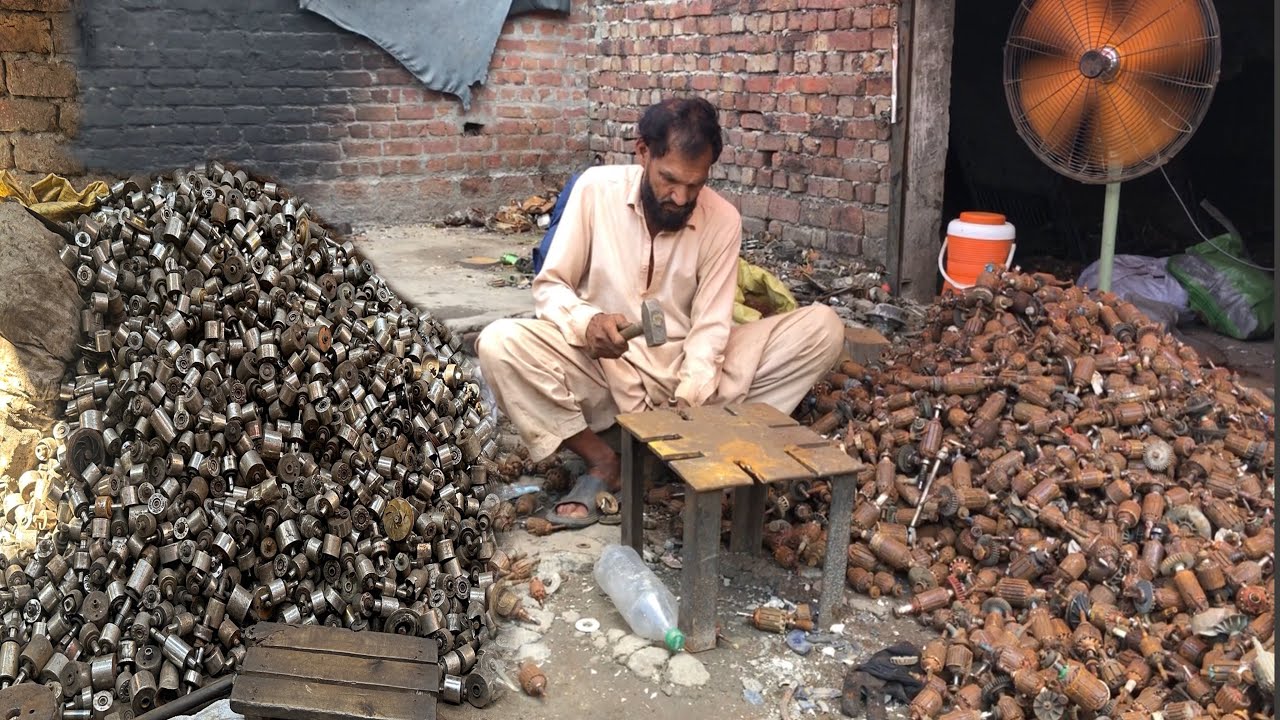 Incredible! Armatures And Mini Copper Core Recycling Process || How to Copper Extract from Armature.