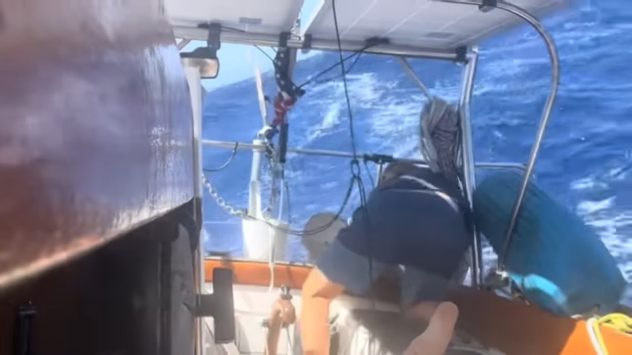 Storm sailing tactics with the series drogue on passage to Malta