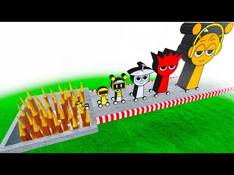 Challenge Big & Small Sprunki Cars vs Spike Pits in Teardown