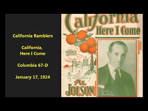 California Ramblers "California, Here I Come" on Columbia 67-D (1924) Adrian Rollini, Irving Brodsky