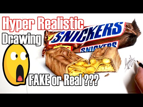 SUPER REAL DRAWING !!!!!! HYPER REALISM drawing of SNICKERS bars chocolate by SANIL ARTIST