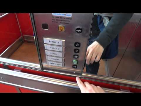 Red KONE Half-scenic Traction elevators @ Gallerian NIAN, Gävle, Sweden.