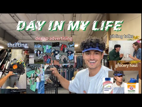 Spend a FULL DAY w/ me (FIRST vlog, thrifting, depop work, grocery haul, sibling talks)