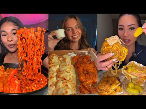 TIKTOK Mukbang Compilation | Buldak, Pizza Hut, In-N-Out, Chipotle, Wingstop & More!